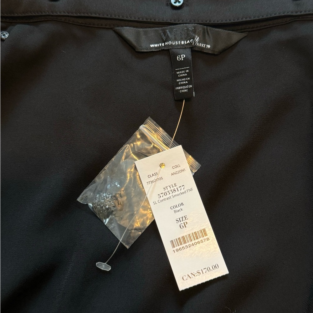 WHBM Black Chiffon Formal Holiday Dress 6P brand new with tags - Picture 5 of 7